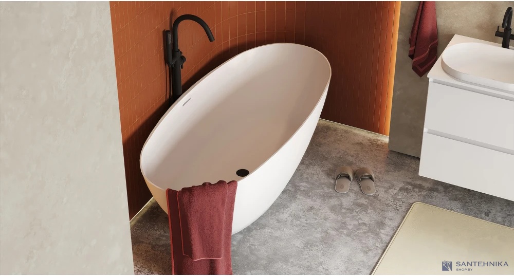 Каменная ванна Canterno Толедо 170, белый глянцевый