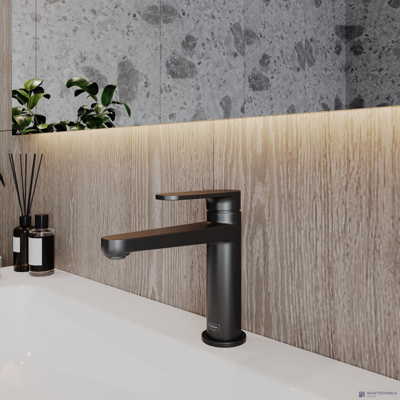 Смеситель для умывальника AQUAme Novara AQM6910MB, черный