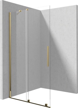 Ограждение раздвижное для душа Deante Prizma Walk-in KTJ Z34R 140 см, золото/ прозрачное - фото