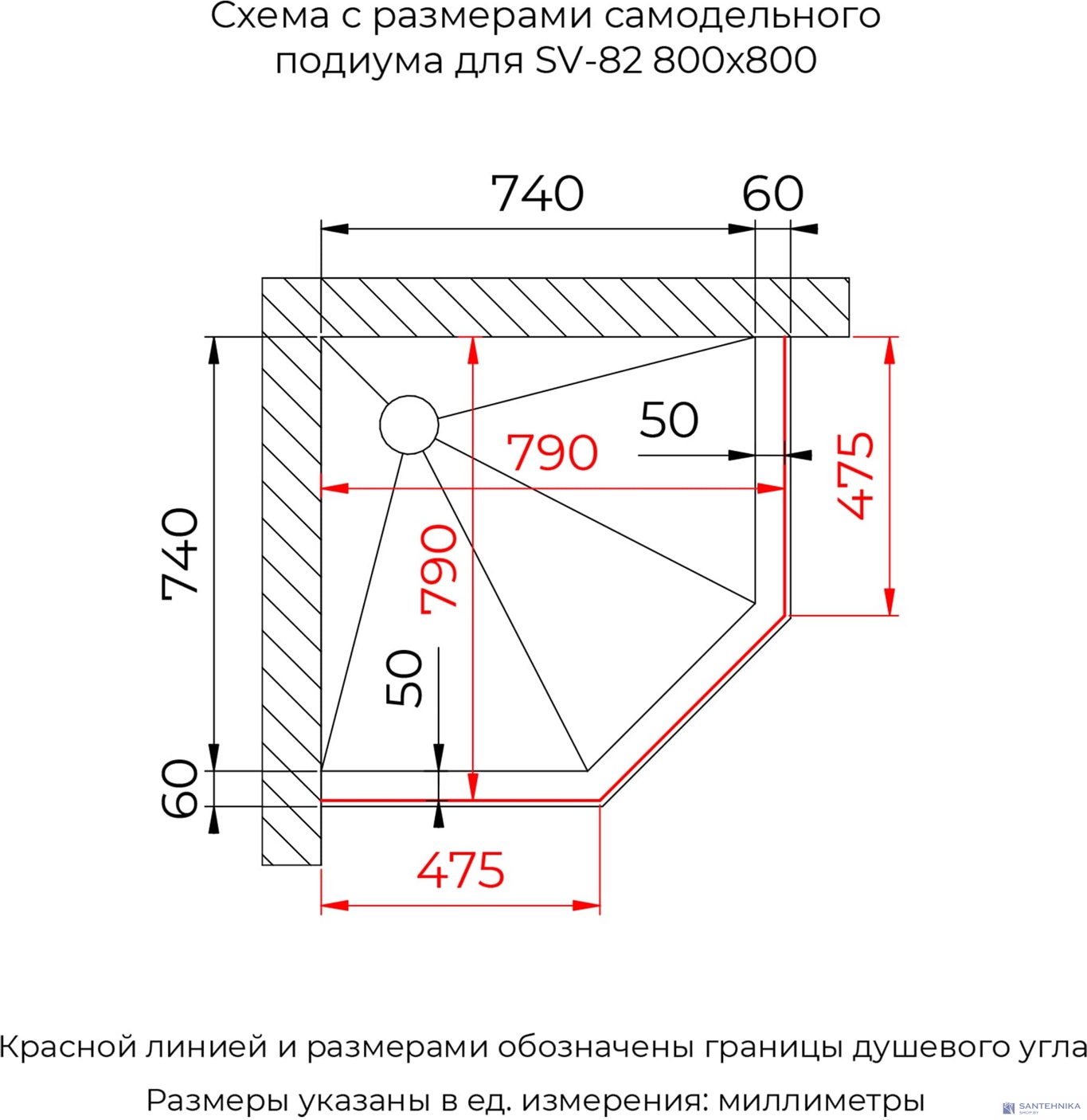 Душевой угол трапеция RGW SV-82B R 80х80 см (33328288-244R)