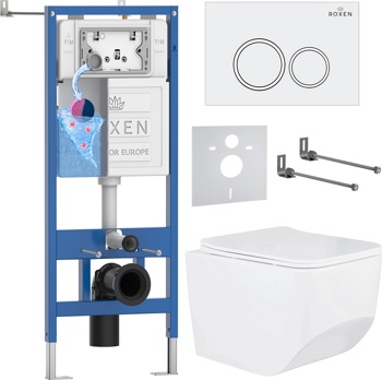 Комплект 6 в1 инсталляции и подвесного унитаза Roxen StounFix Dual Fresh 506177 - фото
