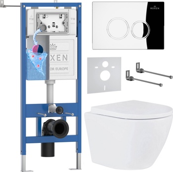 Комплект 6 в1 инсталляции и подвесного унитаза Roxen StounFix Dual Fresh 512989 - фото