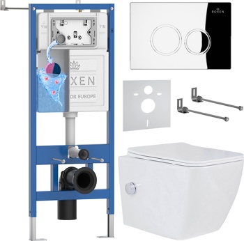 Комплект 6 в1 инсталляции и подвесного унитаза Roxen StounFix Dual Fresh 521082 - фото