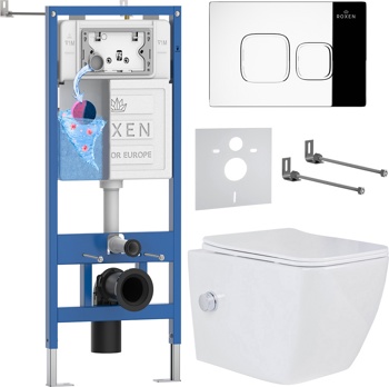 Комплект 6 в1 инсталляции и подвесного унитаза Roxen StounFix Dual Fresh 552245 - фото