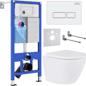 Комплект 6 в1 инсталляции и подвесного унитаза Roxen StounFix Dual Fresh 570840 - фото