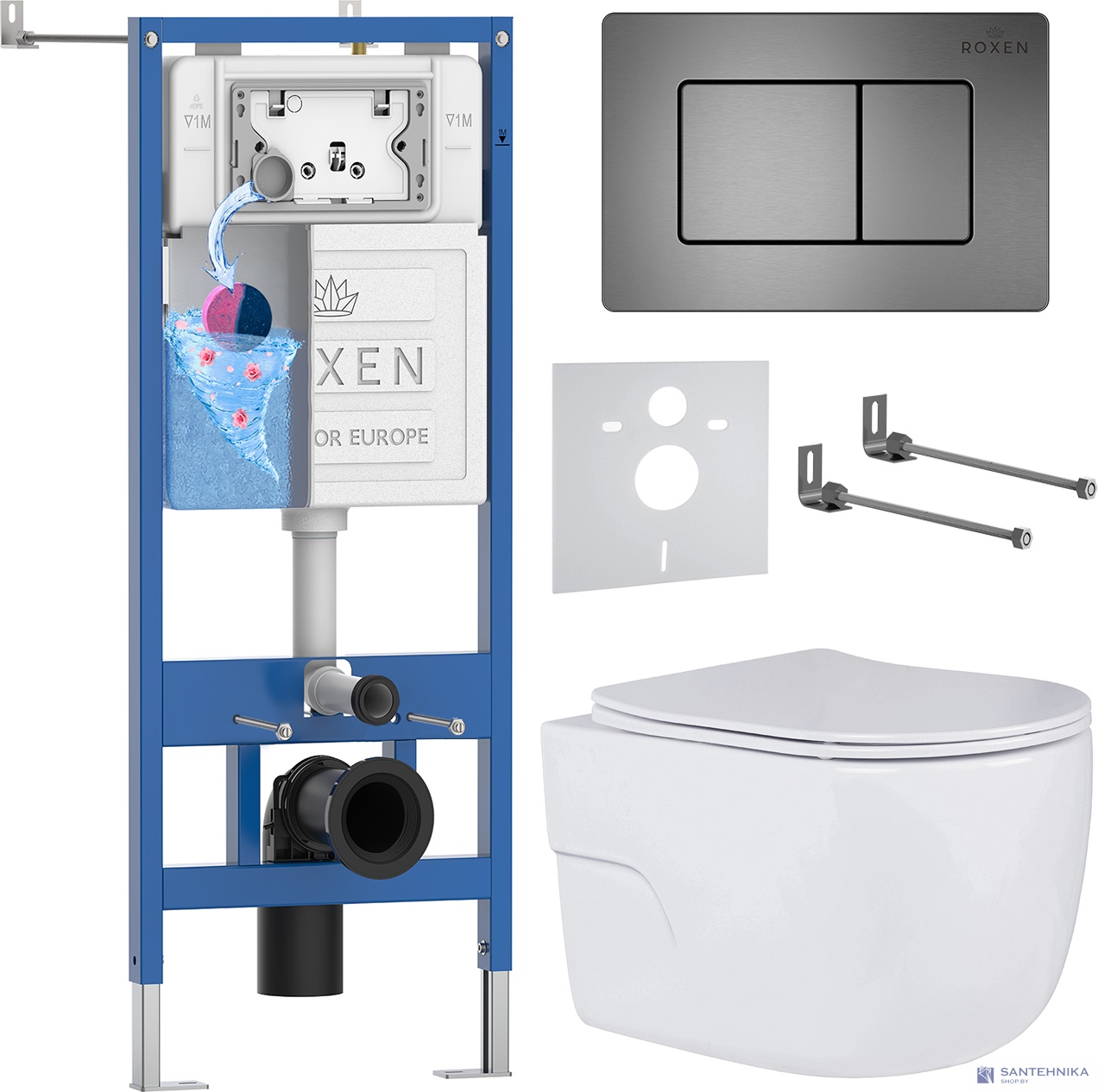 Комплект 6 в1 инсталляции и подвесного унитаза Roxen StounFix Dual Fresh 618703