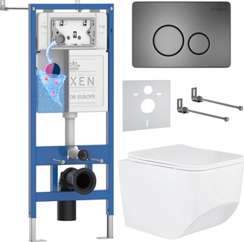 Комплект 6 в1 инсталляции и подвесного унитаза Roxen StounFix Dual Fresh 632475 - фото