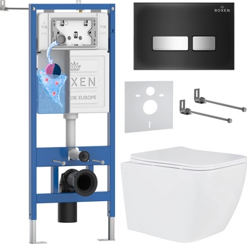 Комплект 6 в1 инсталляции и подвесного унитаза Roxen StounFix Dual Fresh 646038 - фото