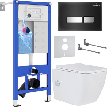 Комплект 6 в1 инсталляции и подвесного унитаза Roxen StounFix Dual Fresh  649838 - фото