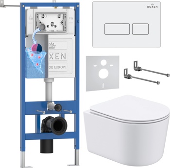 Комплект 6 в1 инсталляции и подвесного унитаза Roxen StounFix Dual Fresh 920247 - фото