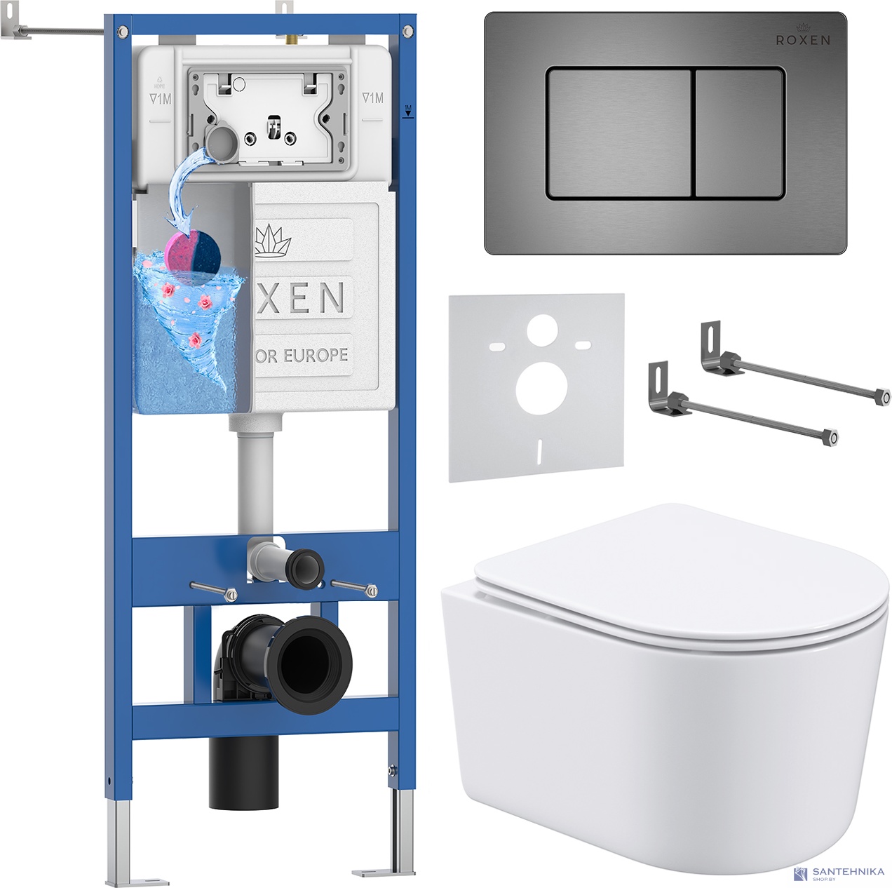 Комплект 6 в1 инсталляции и подвесного унитаза Roxen StounFix Dual Fresh 954681
