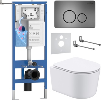 Комплект 6 в1 инсталляции и подвесного унитаза Roxen StounFix Dual Fresh 963592 - фото