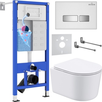 Комплект 6 в1 инсталляции и подвесного унитаза Roxen StounFix Dual Fresh 964407 - фото