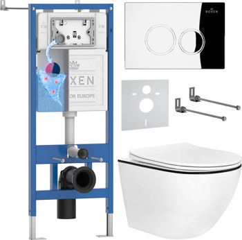 Комплект 6 в1 инсталляции и подвесного унитаза Roxen StounFix Dual Fresh 964658 - фото