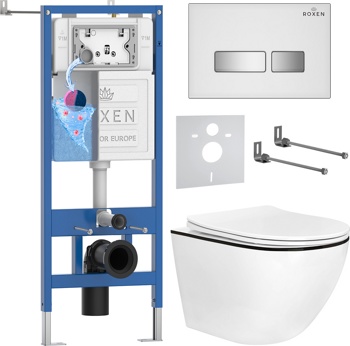 Комплект 6 в1 инсталляции и подвесного унитаза Roxen StounFix Dual Fresh 964909 - фото