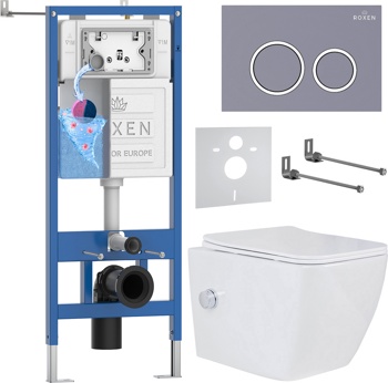 Комплект 6 в1 инсталляции и подвесного унитаза Roxen StounFix Dual Fresh 966127 - фото