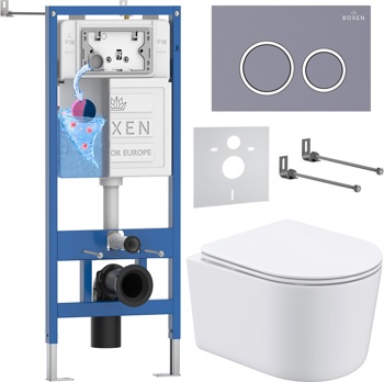 Комплект 6 в1 инсталляции и подвесного унитаза Roxen StounFix Dual Fresh 966133 - фото