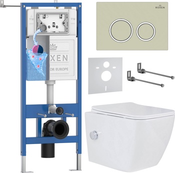 Комплект 6 в1 инсталляции и подвесного унитаза Roxen StounFix Dual Fresh 966246 - фото
