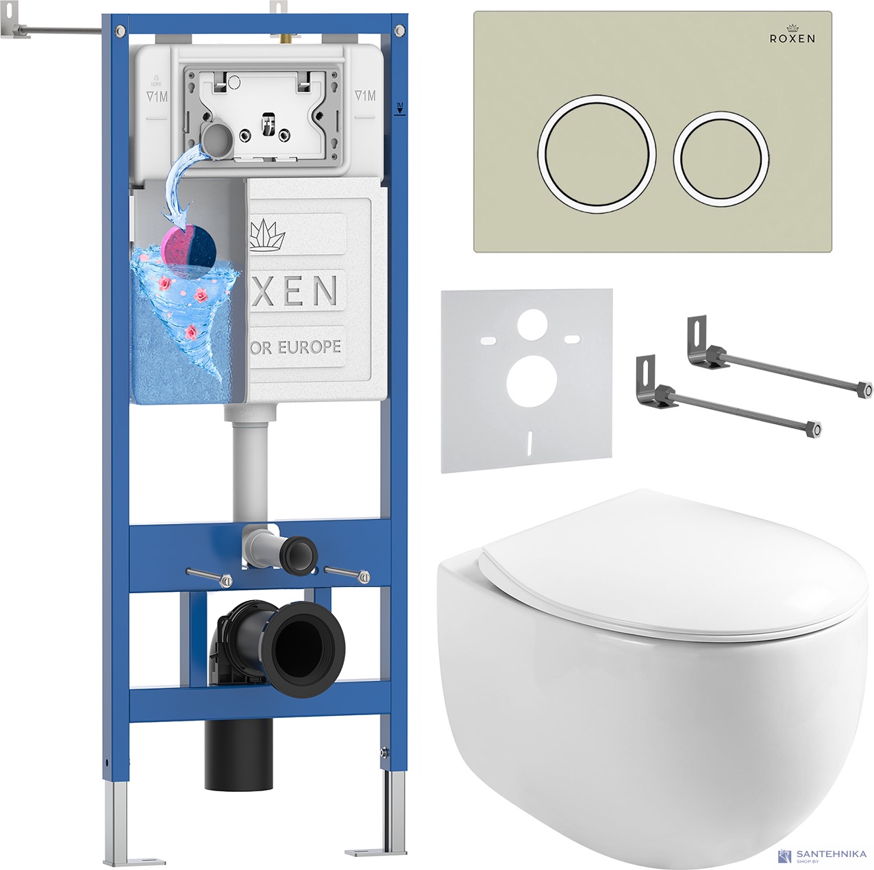 Комплект 6 в1 инсталляции и подвесного унитаза Roxen StounFix Dual Fresh 966284
