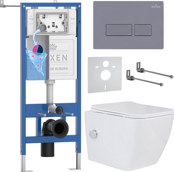 Комплект 6 в1 инсталляции и подвесного унитаза Roxen StounFix Dual Fresh 966807 - фото