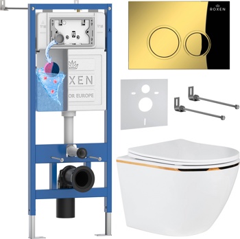 Комплект 6 в1 инсталляции и подвесного унитаза Roxen StounFix Dual Fresh 968092 - фото