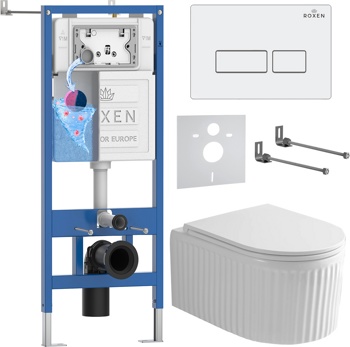 Комплект 6 в1 инсталляции и подвесного унитаза Roxen StounFix Dual Fresh 968203 - фото