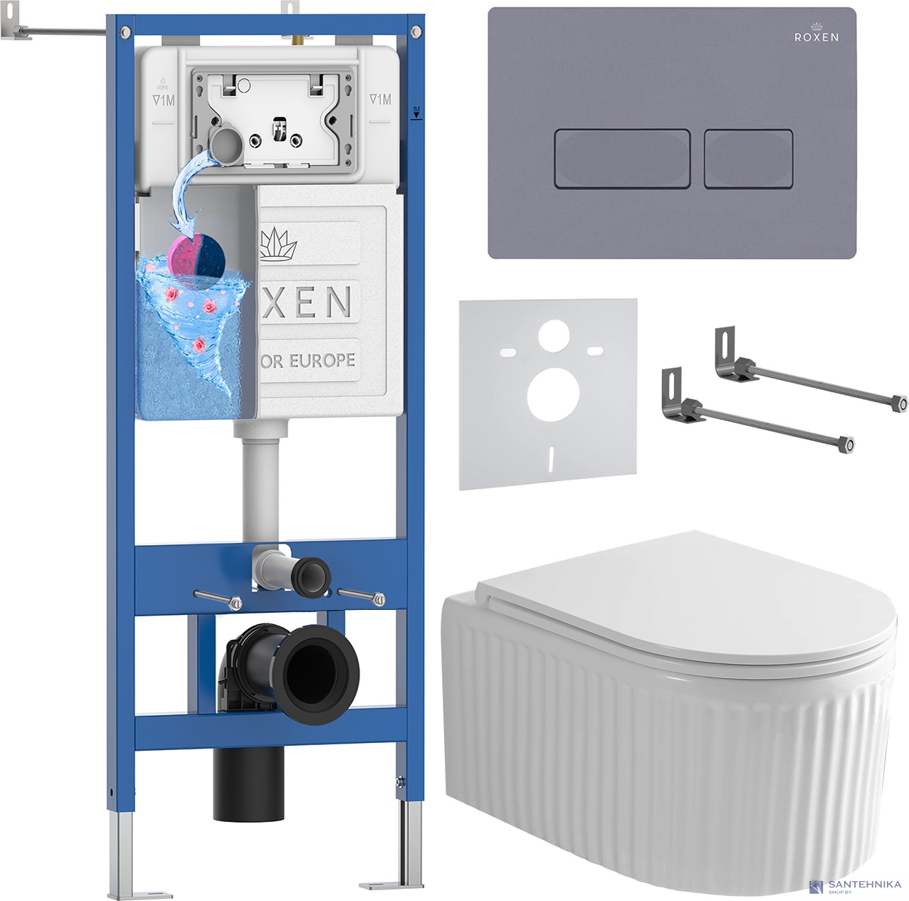 Комплект 6 в1 инсталляции и подвесного унитаза Roxen StounFix Dual Fresh 968226