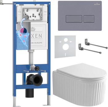 Комплект 6 в1 инсталляции и подвесного унитаза Roxen StounFix Dual Fresh 968226 - фото