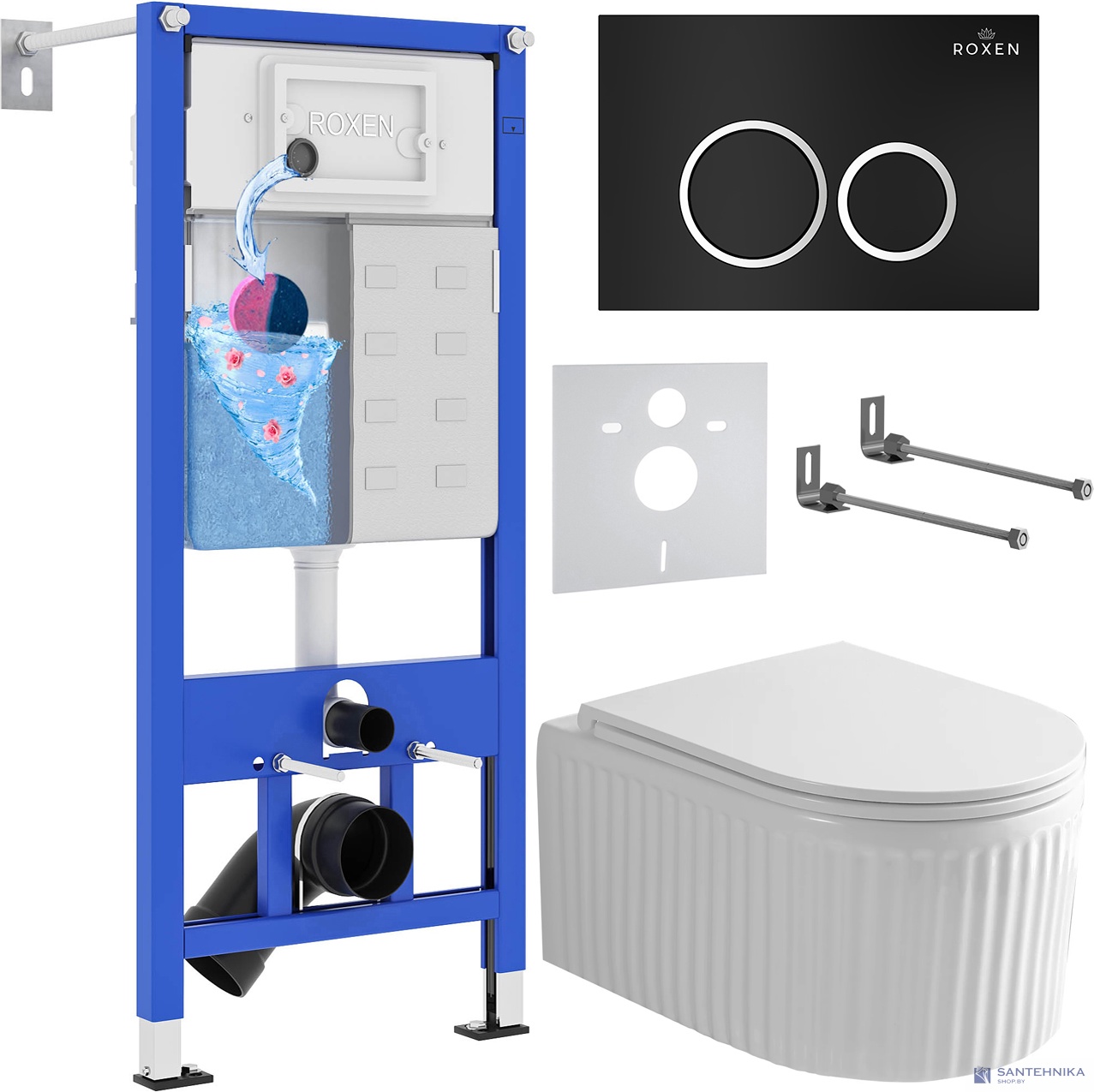 Комплект 6 в1 инсталляции и подвесного унитаза Roxen StounFix Dual Fresh 968231