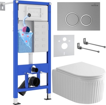 Комплект 6 в1 инсталляции и подвесного унитаза Roxen StounFix Dual Fresh 968246 - фото