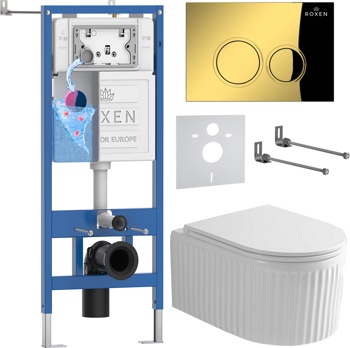 Комплект 6 в1 инсталляции и подвесного унитаза Roxen StounFix Dual Fresh 968254 - фото
