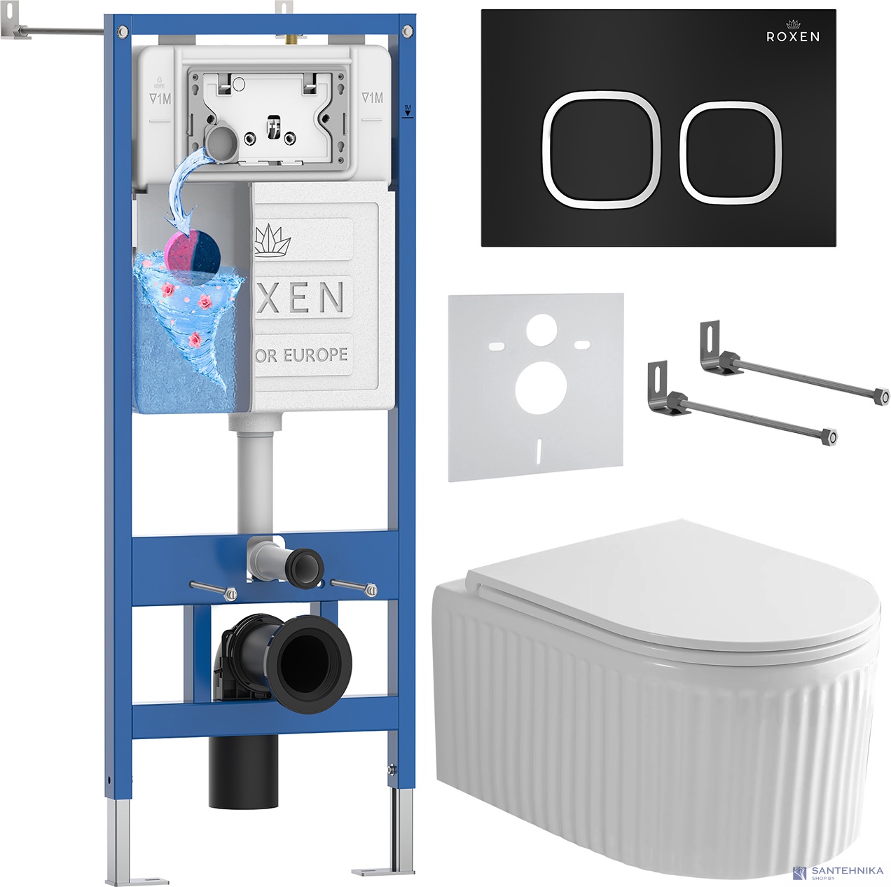 Комплект 6 в1 инсталляции и подвесного унитаза Roxen StounFix Dual Fresh 968267