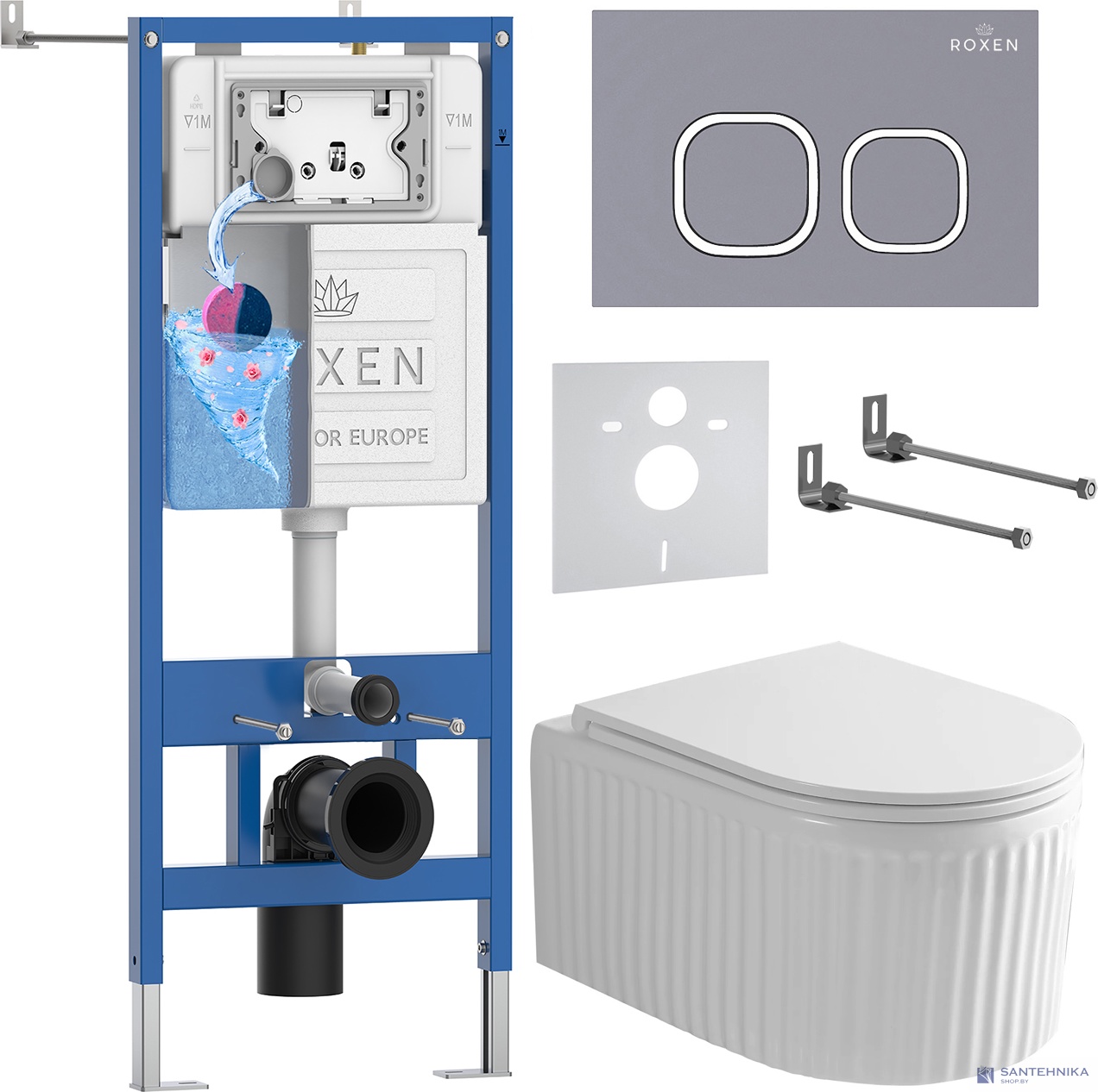 Комплект 6 в1 инсталляции и подвесного унитаза Roxen StounFix Dual Fresh 968280