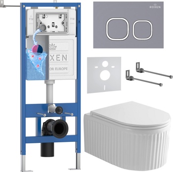 Комплект 6 в1 инсталляции и подвесного унитаза Roxen StounFix Dual Fresh 968280 - фото