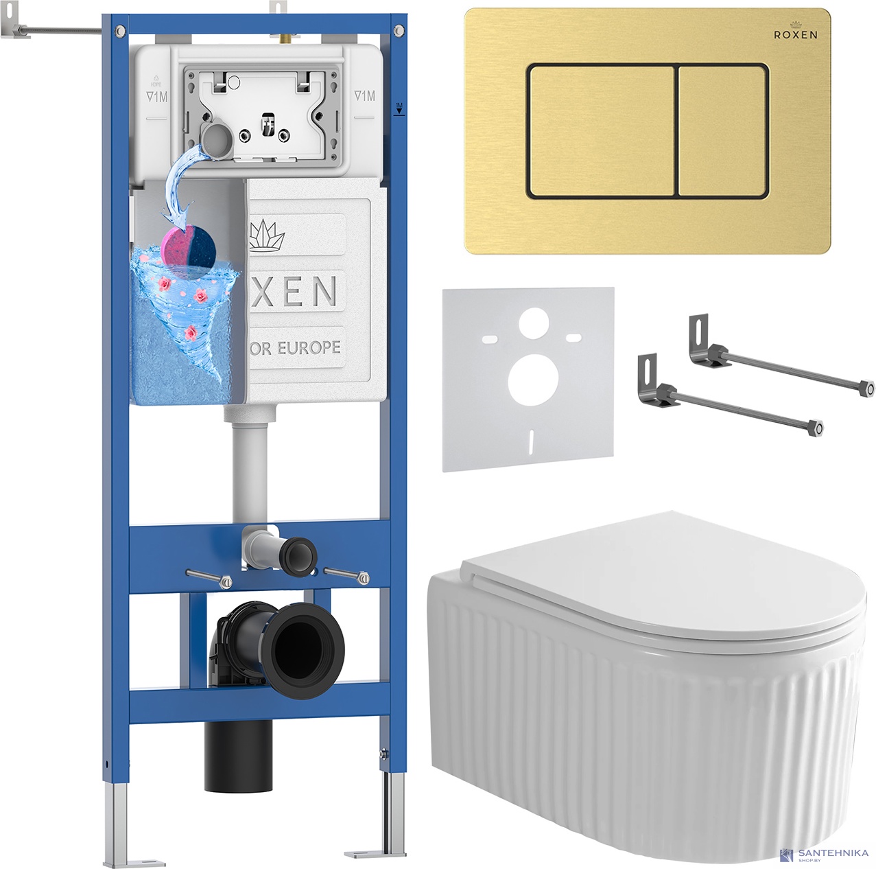 Комплект 6 в1 инсталляции и подвесного унитаза Roxen StounFix Dual Fresh 968299