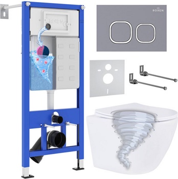 Комплект 6 в1 инсталляции и подвесного унитаза Roxen StounFix Dual Fresh 968389 - фото