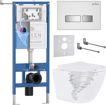 Комплект 6 в1 инсталляции и подвесного унитаза Roxen StounFix Dual Fresh 968395 - фото
