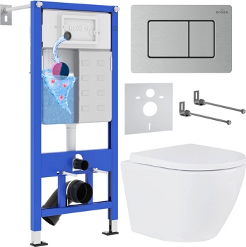 Комплект 6 в1 инсталляции и подвесного унитаза Roxen StounFix Dual Fresh 968421 - фото