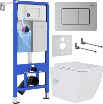 Комплект 6 в1 инсталляции и подвесного унитаза Roxen StounFix Dual Fresh 968439 - фото