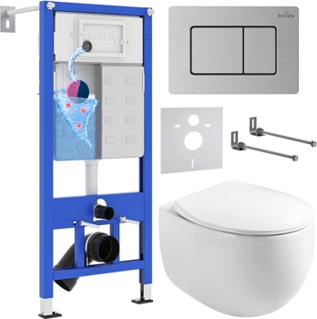 Комплект 6 в1 инсталляции и подвесного унитаза Roxen StounFix Dual Fresh 968442 - фото