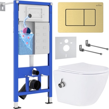 Комплект 6 в1 инсталляции и подвесного унитаза Roxen StounFix Dual Fresh 968457 - фото