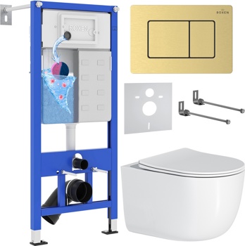 Комплект 6 в1 инсталляции и подвесного унитаза Roxen StounFix Dual Fresh 968483 - фото