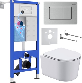 Комплект 6 в1 инсталляции и подвесного унитаза Roxen StounFix Dual Fresh 968486 - фото