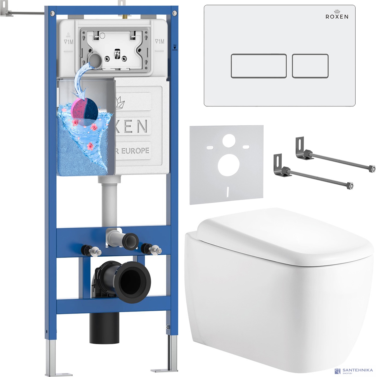 Комплект 6 в1 инсталляции и подвесного унитаза Roxen StounFix Dual Fresh 968500