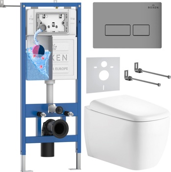 Комплект 6 в1 инсталляции и подвесного унитаза Roxen StounFix Dual Fresh 968503 - фото