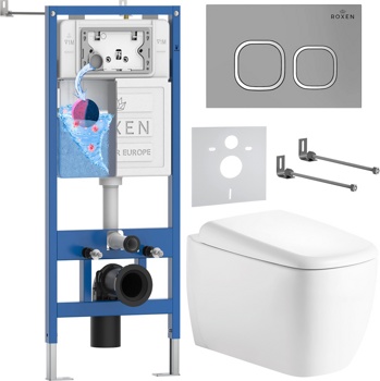 Комплект 6 в1 инсталляции и подвесного унитаза Roxen StounFix Dual Fresh 968517 - фото