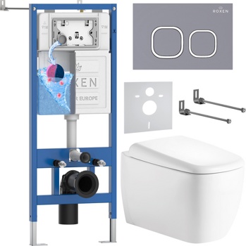 Комплект 6 в1 инсталляции и подвесного унитаза Roxen StounFix Dual Fresh 968519 - фото