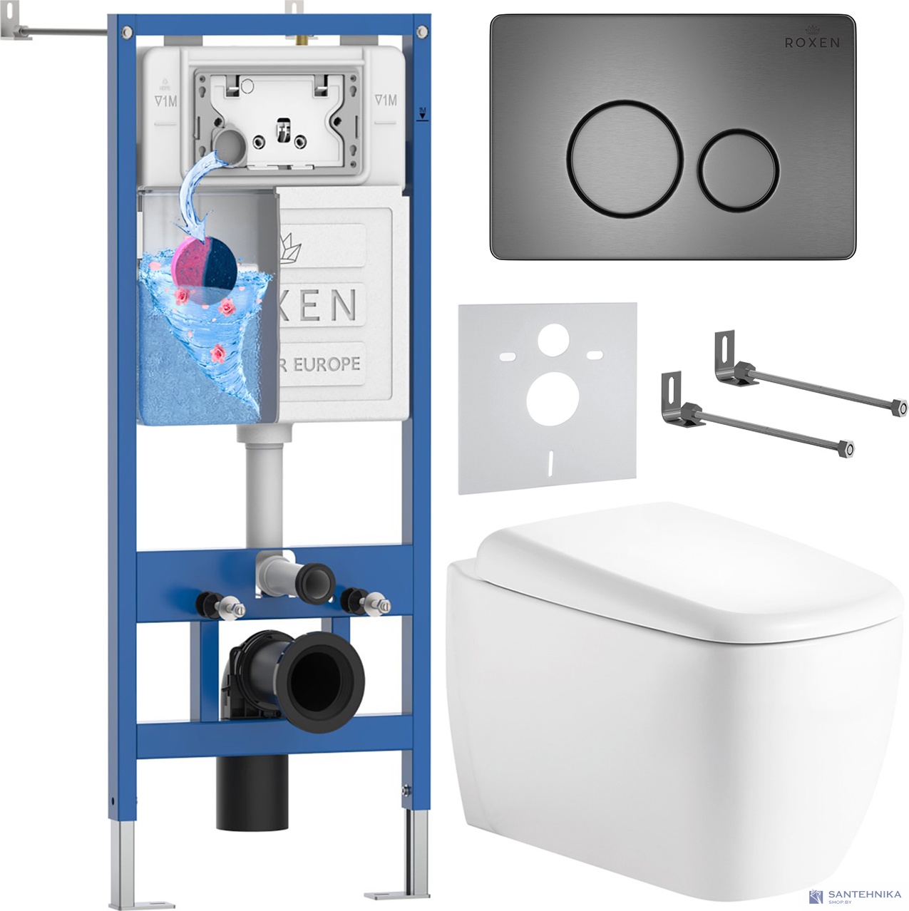 Комплект 6 в1 инсталляции и подвесного унитаза Roxen StounFix Dual Fresh 968520