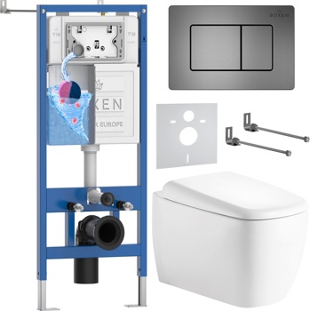 Комплект 6 в1 инсталляции и подвесного унитаза Roxen StounFix Dual Fresh 968521 - фото