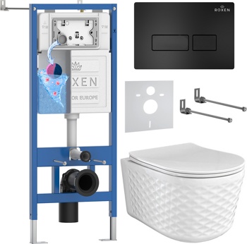 Комплект 6 в1 инсталляции и подвесного унитаза Roxen StounFix Dual Fresh 979001 - фото